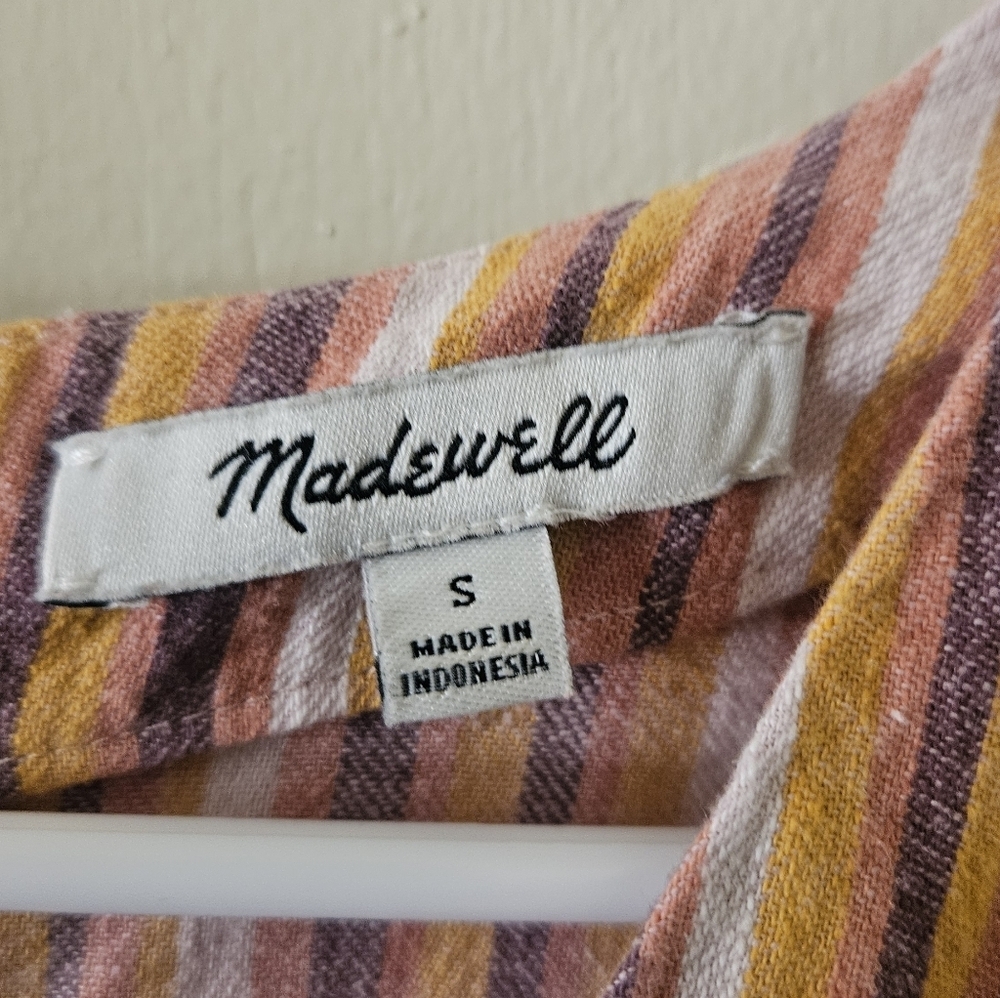 Madewell Striped V-Neck Short Sleeve Dress NOWT - Picture 4 of 6